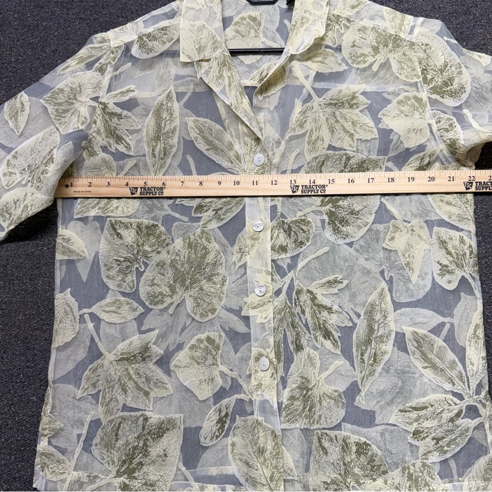 Multiples Sheer Leaf Print Plus Size Button Top 1x - image 7